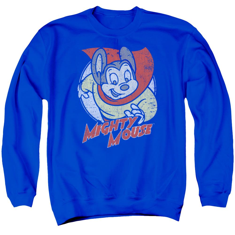 Mighty Mouse Mighty Circle Men's Crewneck 50 50 Poly Long-Sleeve T-Shirt