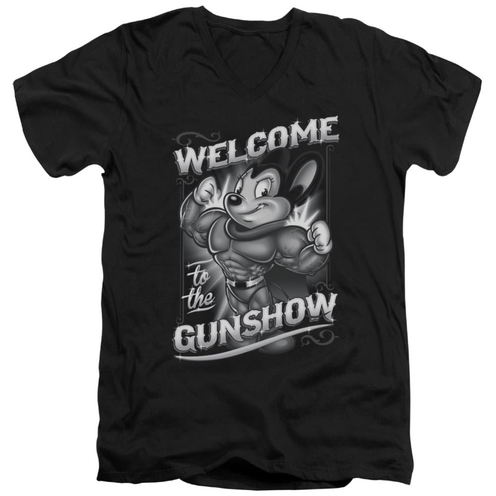 Mighty Mouse Mighty Gunshow Men's 30/1 Cotton Slim V-Neck T-Shirt
