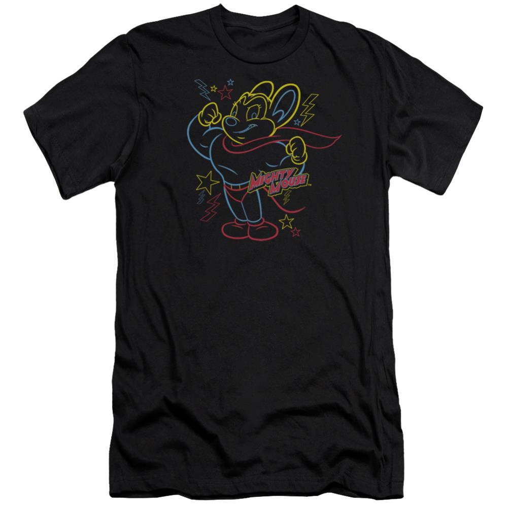 Mighty Mouse Neon Hero Men's Ultra-Soft 30/1 Cotton Slim Short-Sleeve T-Shirt