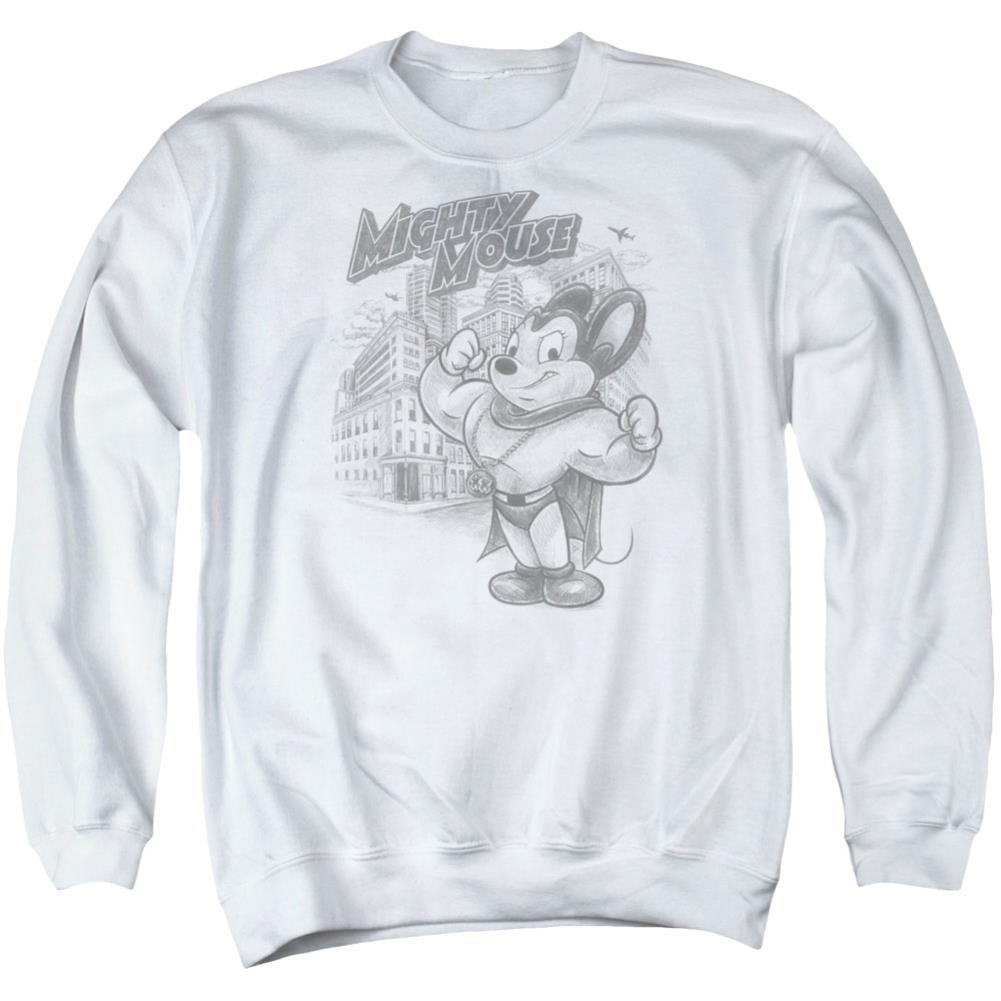 Mighty Mouse Protect And Serve Men's Crewneck 50 50 Poly Long-Sleeve T-Shirt