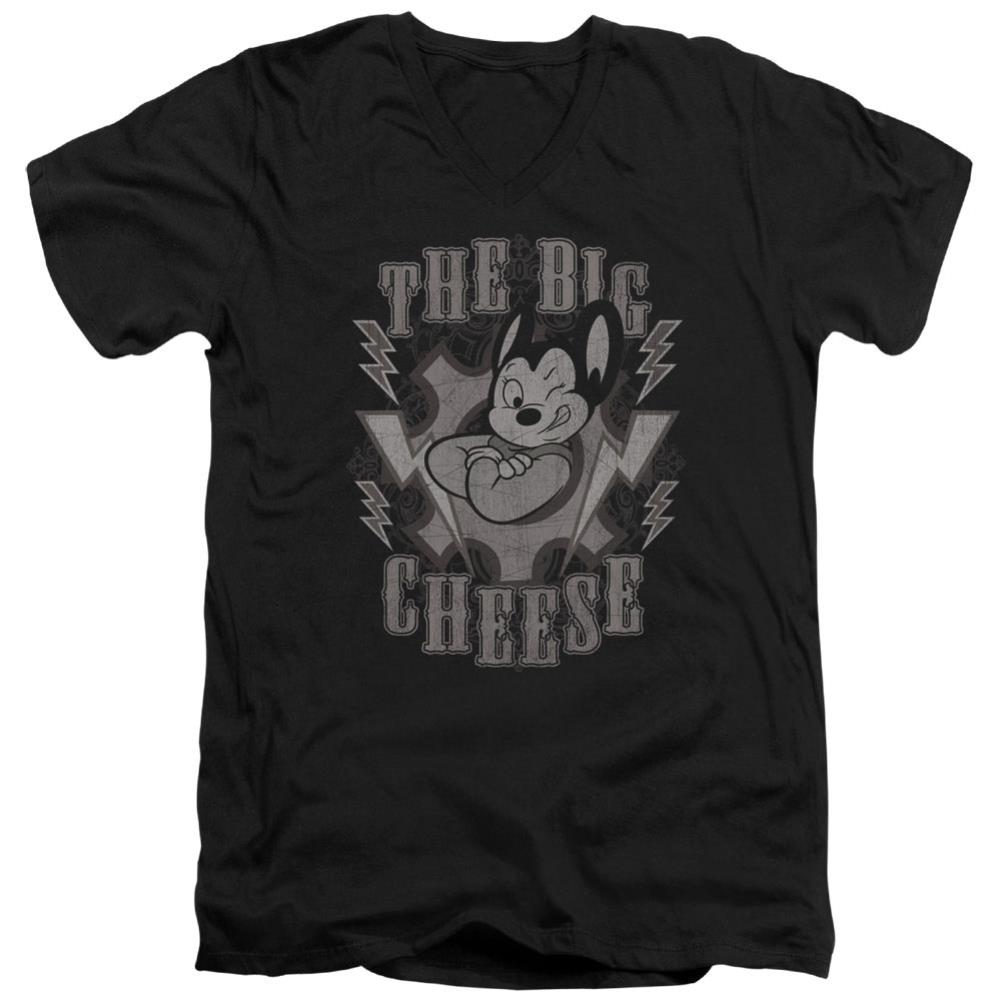 Mighty Mouse The Big Cheese Men's 30/1 Cotton Slim V-Neck T-Shirt
