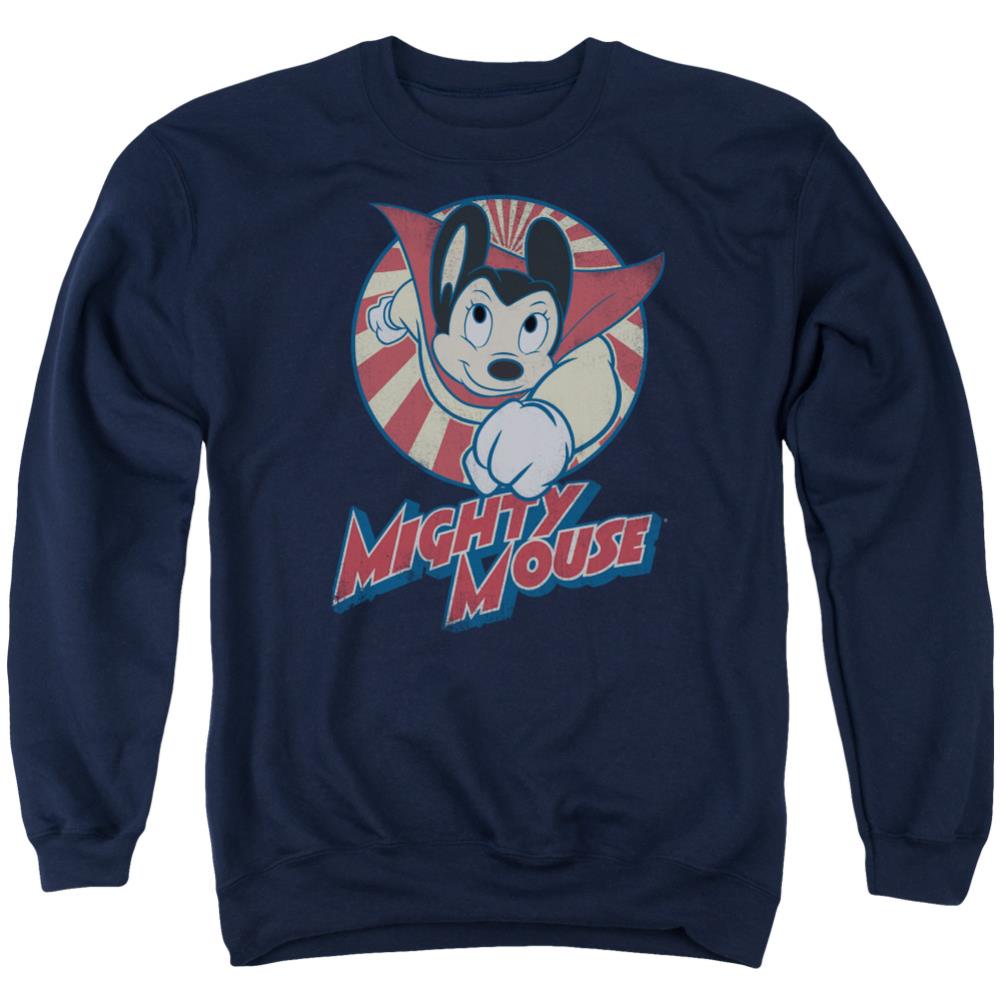 Mighty Mouse The One The Only Men's Crewneck 50 50 Poly Long-Sleeve T-Shirt