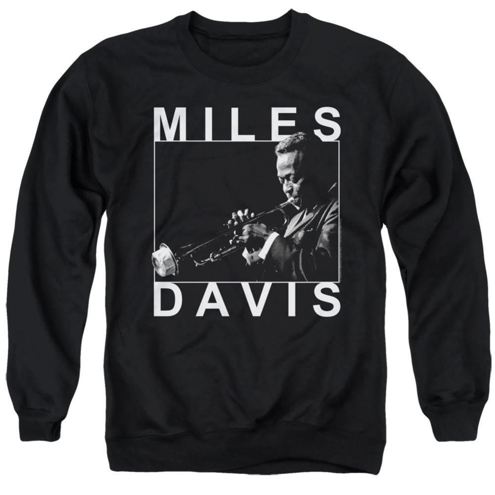 Miles Davis Monochrome Men's Crewneck 50 50 Poly Long-Sleeve T-Shirt