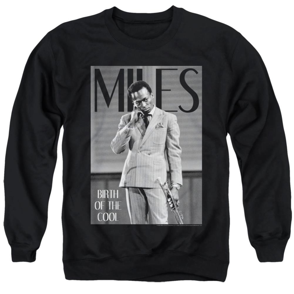 Miles Davis Simply Cool Men's Crewneck 50 50 Poly Long-Sleeve T-Shirt