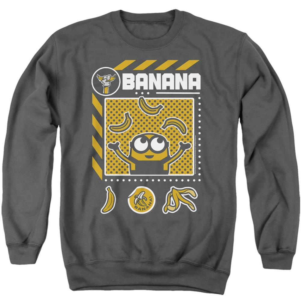 Minions Banana Icons Men's Crewneck 50 50 Poly Long-Sleeve T-Shirt