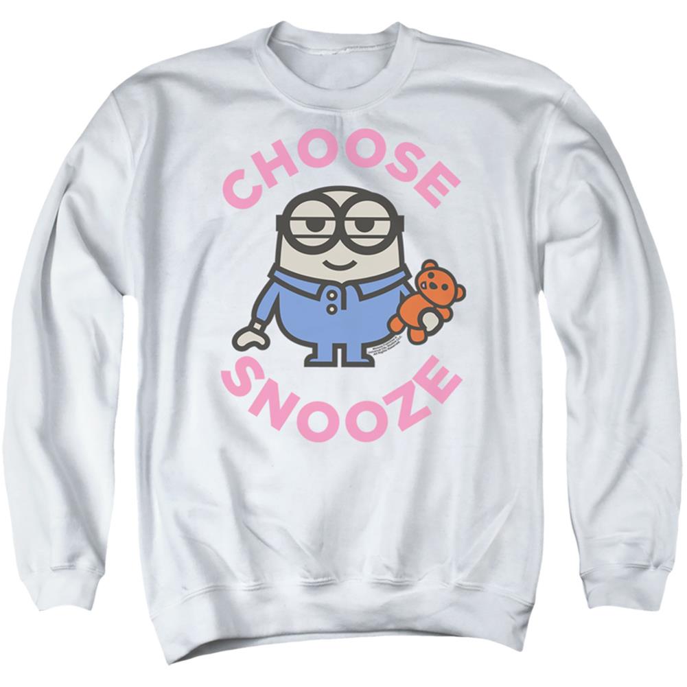 Minions Choose Snooze Men's Crewneck 50 50 Poly Long-Sleeve T-Shirt