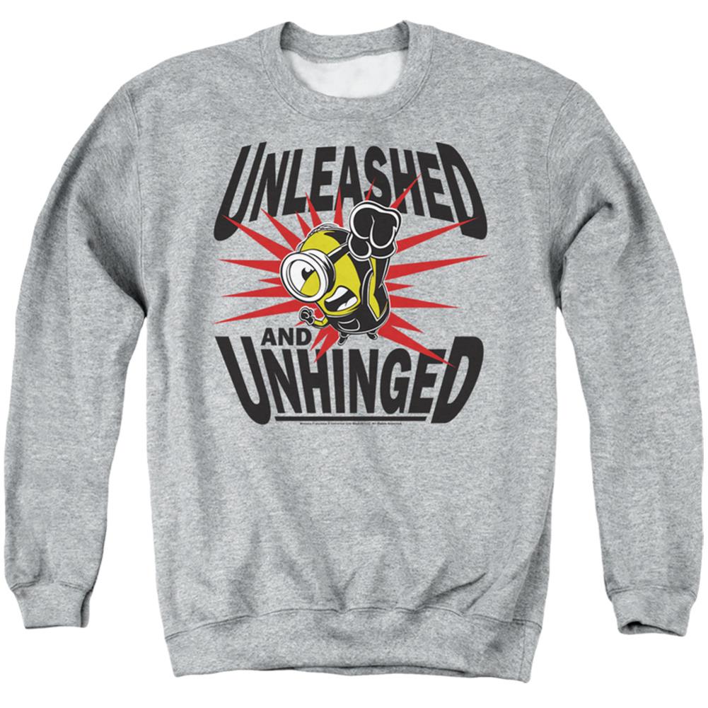 Minions Unleashed And Unhinged Men's Crewneck 50 50 Poly Long-Sleeve T-Shirt