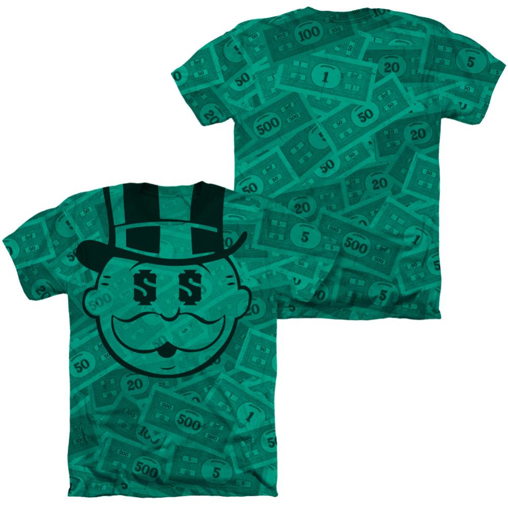 Monopoly Money (Front/Back Print) Men's 30/1 Cotton Poly SS Heather T