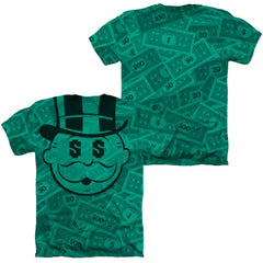 Monopoly Money (Front/Back Print) Men's 30/1 Cotton Poly SS Heather T