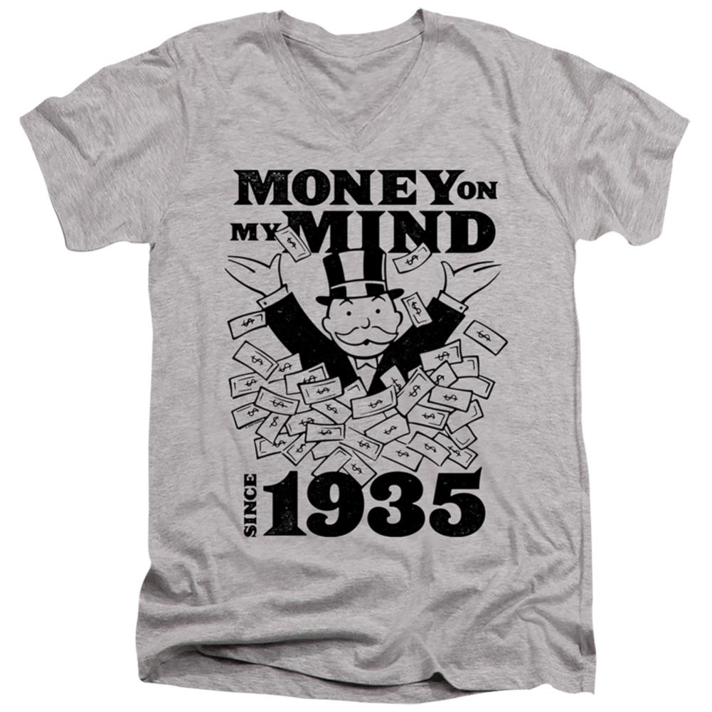 Monopoly Money Mind Since 35 Men's 30/1 Cotton Slim V-Neck T-Shirt