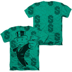Monopoly Money Money Money (Front/Back Print) Men's 30/1 Cotton Poly SS Heather T
