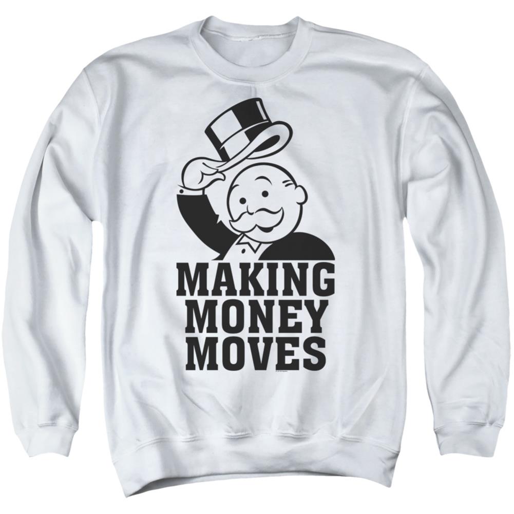 Monopoly Money Moves Men's Crewneck 50 50 Poly Long-Sleeve T-Shirt