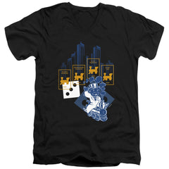 Monopoly The True Railroad Tycoon No Logo Men's 30/1 Cotton Slim V-Neck T-Shirt