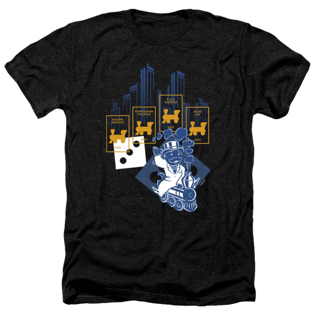 Monopoly The True Railroad Tycoon No Logo Men's 30/1 Heather 60 40 Poly Short-Sleeve T-Shirt