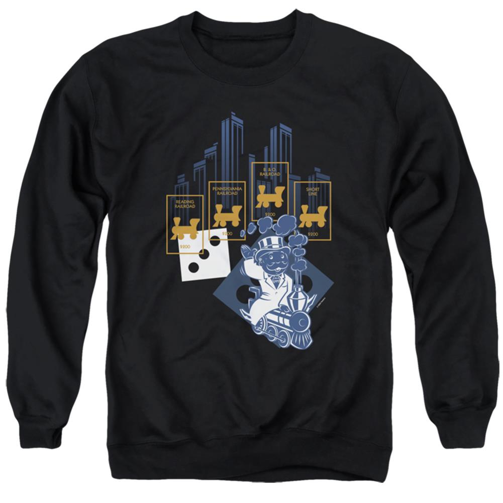 Monopoly The True Railroad Tycoon No Logo Men's Crewneck 50 50 Poly Long-Sleeve T-Shirt