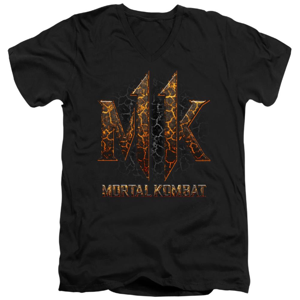 Mortal Kombat 11 Mk11 Lava Men's 30/1 Cotton Slim V-Neck T-Shirt