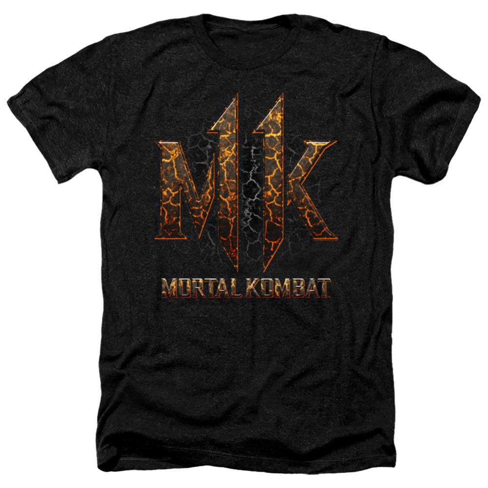 Mortal Kombat 11 Mk11 Lava Men's 30/1 Heather 60 40 Poly Short-Sleeve T-Shirt