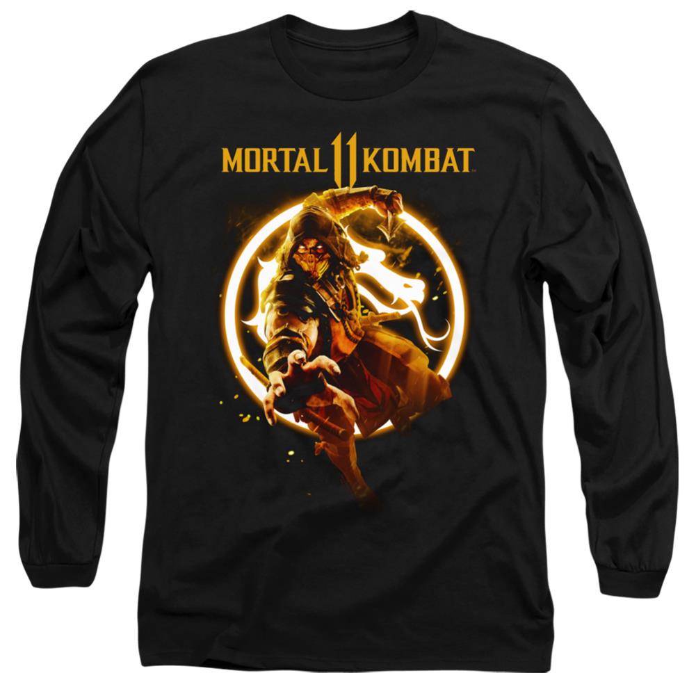 Mortal Kombat 11 Scorpion Flames Men's 18/1 Cotton Long-Sleeve T-Shirt