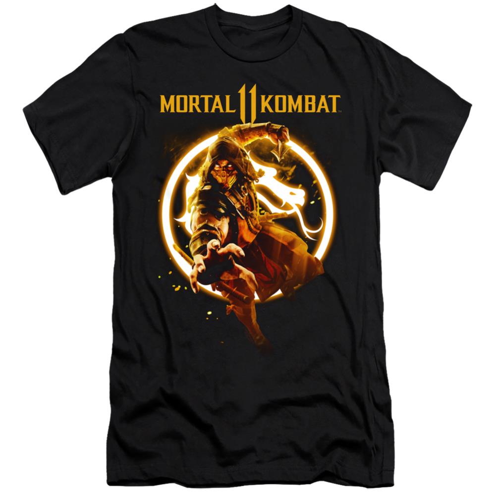 Mortal Kombat 11 Scorpion Flames Men's Ultra-Soft 30/1 Cotton Slim Short-Sleeve T-Shirt