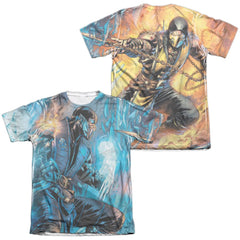 Mortal Kombat Kombat Comic (Front/Back Print) Men's Regular Fit Poly Cotton Short-Sleeve T-Shirt
