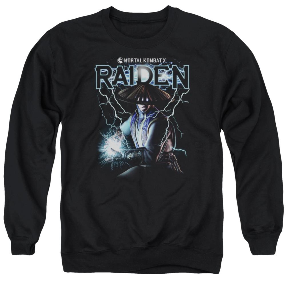 Mortal Kombat Raiden Men's Crewneck 50 50 Poly Long-Sleeve T-Shirt