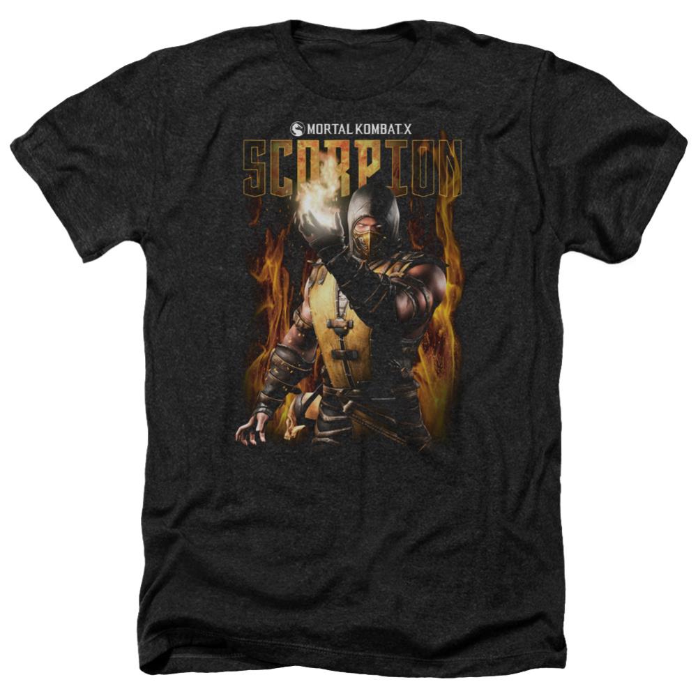 Mortal Kombat Scorpion Men's 30/1 Heather 60 40 Poly Short-Sleeve T-Shirt