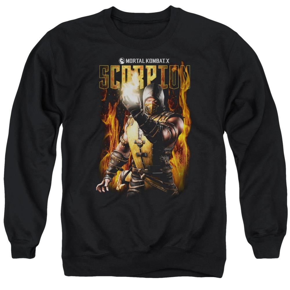 Mortal Kombat Scorpion Men's Crewneck 50 50 Poly Long-Sleeve T-Shirt
