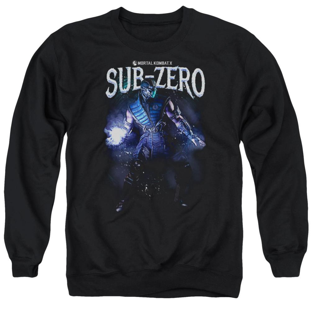 Mortal Kombat Sub-Zero Men's Crewneck 50 50 Poly Long-Sleeve T-Shirt