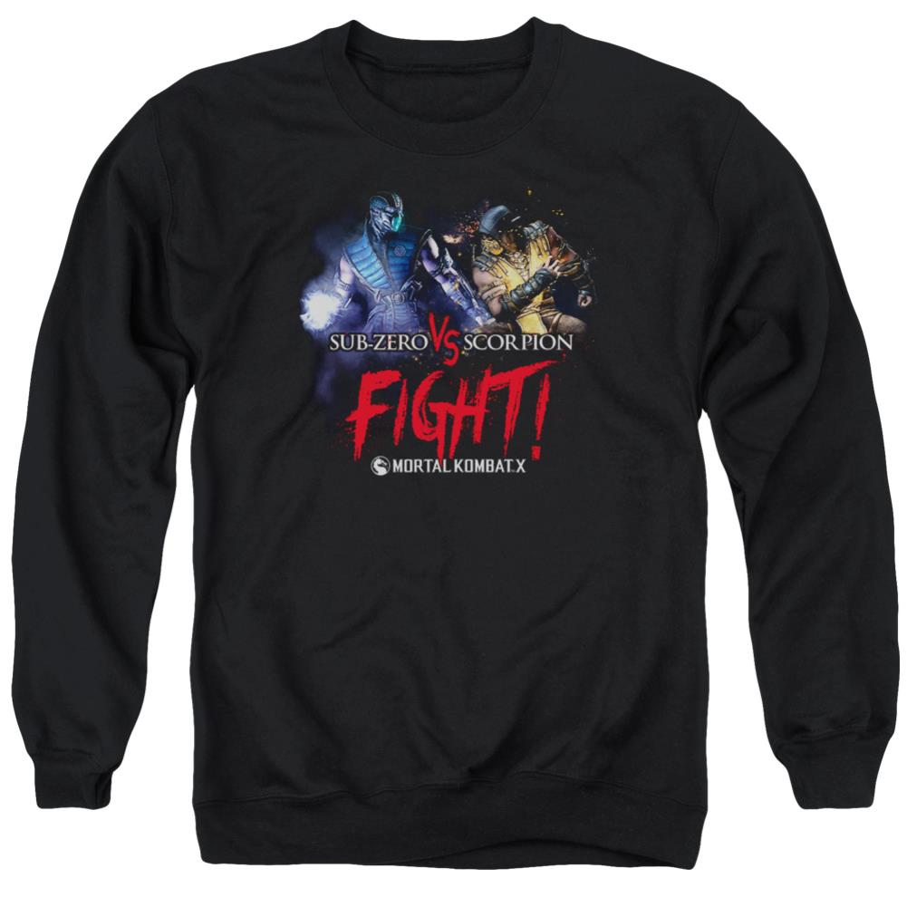 Mortal Kombat X Fight Men's Crewneck 50 50 Poly Long-Sleeve T-Shirt