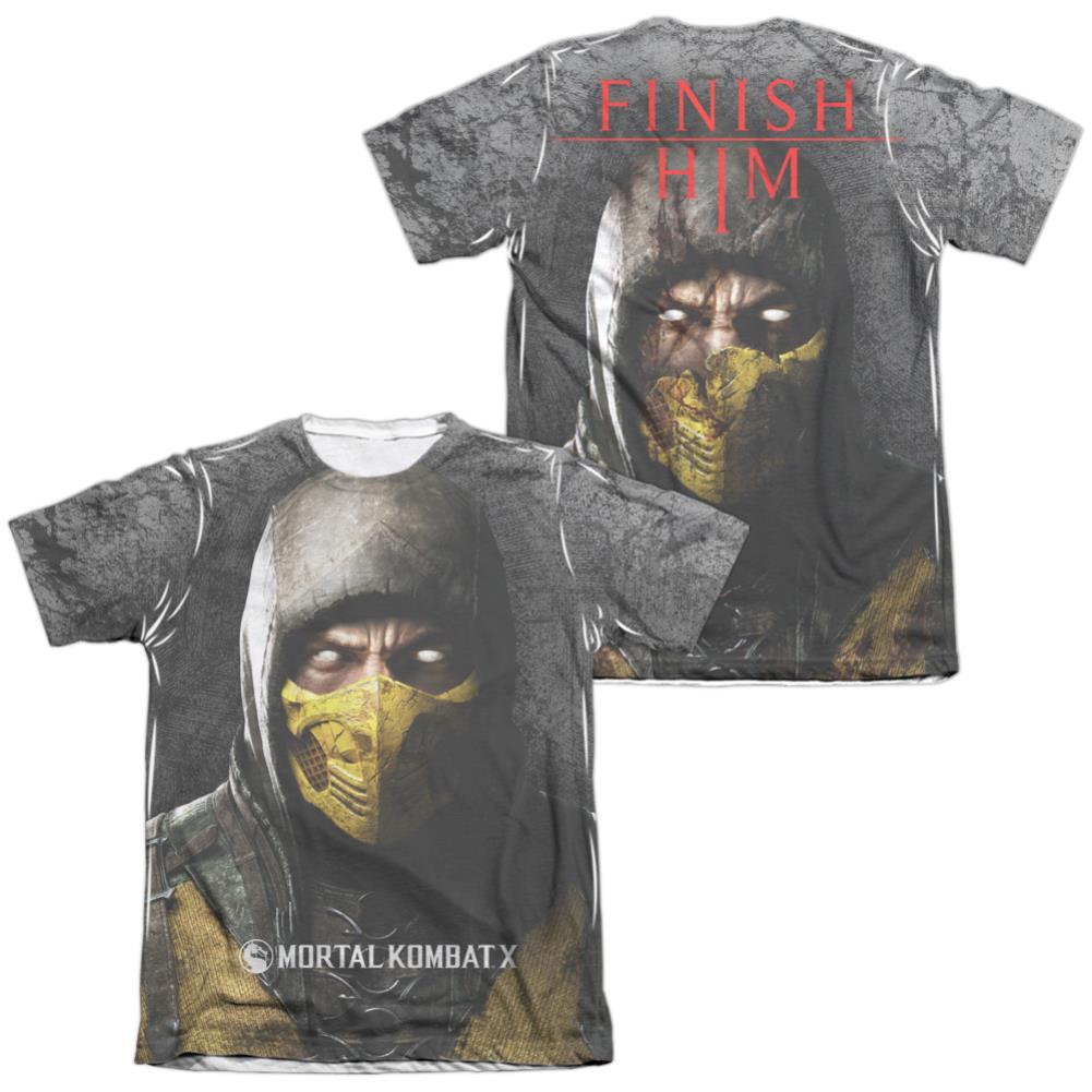 Mortal Kombat X Finish Him (Front/Back Print) Men's Regular Fit Poly Cotton Short-Sleeve T-Shirt
