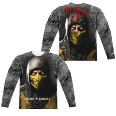 Mortal Kombat X Finish Him (Front/Back Print) Men's Regular Fit Polyester Long-Sleeve T-Shirt