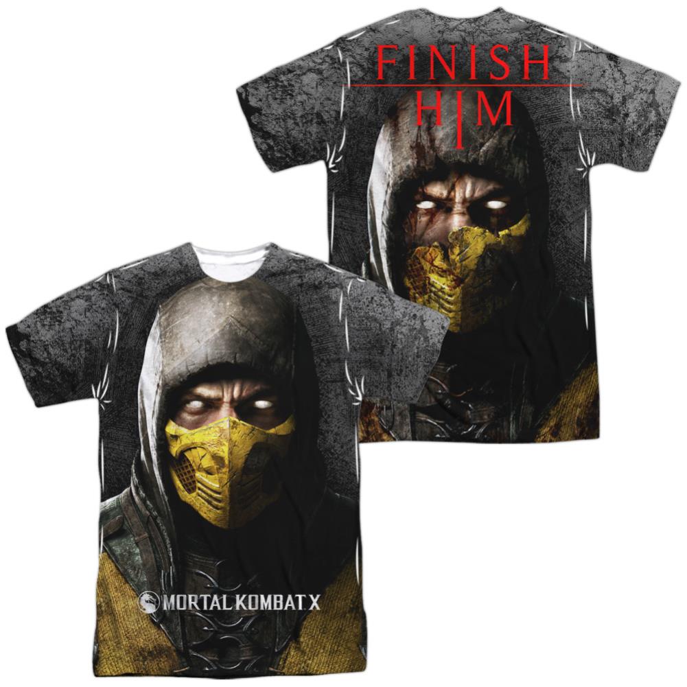 Mortal Kombat X Finish Him (Front/Back Print) Men's Regular Fit Polyester Short-Sleeve T-Shirt