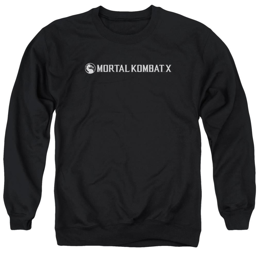 Mortal Kombat X Horizontal Logo Men's Crewneck 50 50 Poly Long-Sleeve T-Shirt