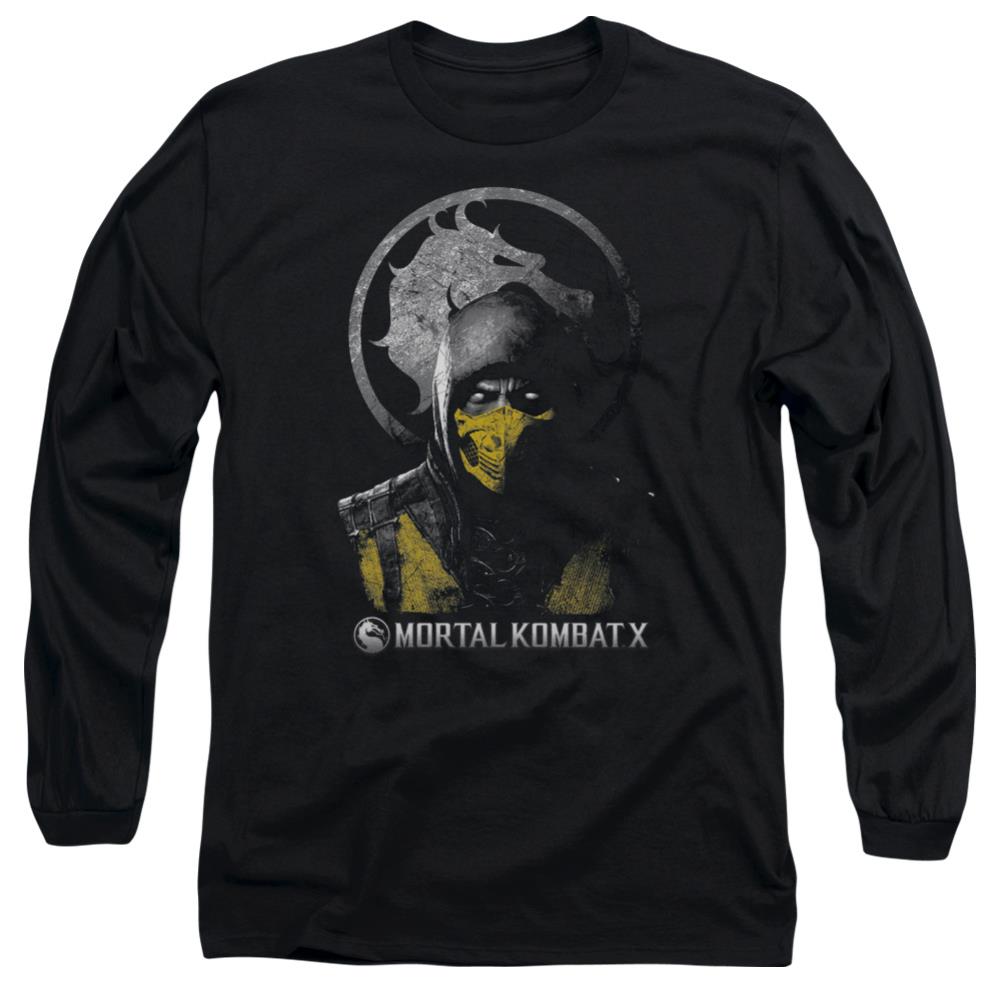 Mortal Kombat X Scorpion Bust Men's 18/1 Cotton Long-Sleeve T-Shirt