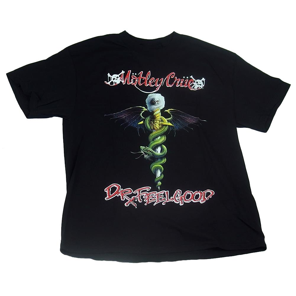 Motley Crue Men's 2004 Dr Feelgood RX Snake Logo Black T-Shirt