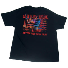 Motley Crue Men's 2005 Red White And Crue Band Pose Black T-Shirt