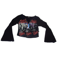 Motley Crue Women's Jonny Rock Girls Girls Girls Fashion Lace Long-Sleeve Babydoll T-Shirt