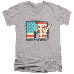 MTV American Logo Men's 30/1 Cotton Slim V-Neck T-Shirt