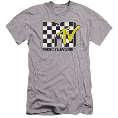 MTV Checker Board Logo Men's Ultra-Soft 30/1 Cotton Slim Short-Sleeve T-Shirt