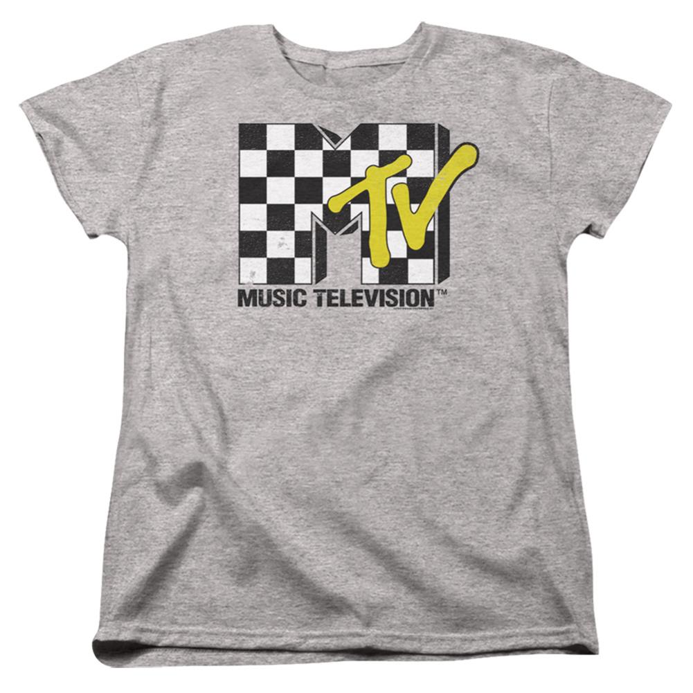 MTV Checker Board Logo Women's 18/1 Cotton Short-Sleeve T-Shirt