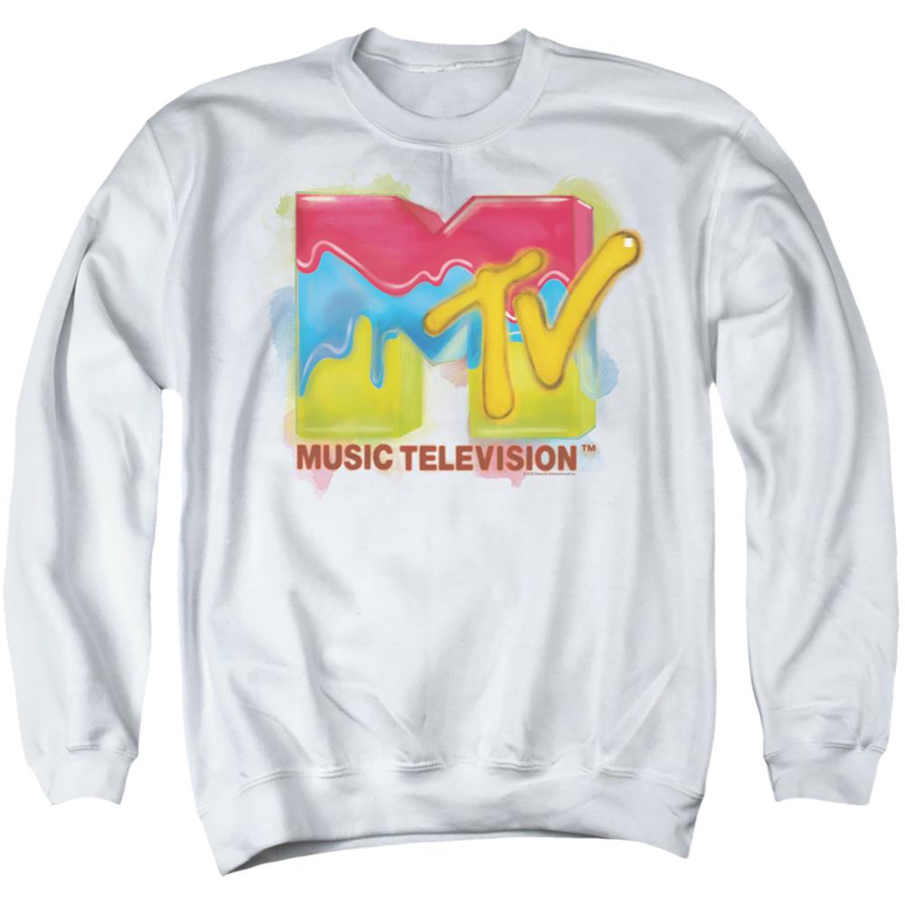 MTV Paint Logo Men's Crewneck 50 50 Poly Long-Sleeve T-Shirt