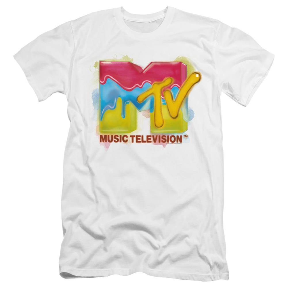 MTV Paint Logo Men's Ultra-Soft 30/1 Cotton Slim Short-Sleeve T-Shirt