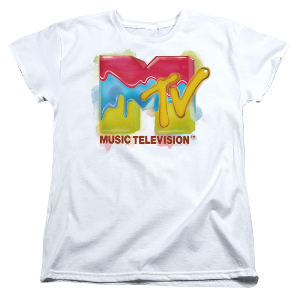 MTV Paint Logo Women's 18/1 Cotton Short-Sleeve T-Shirt