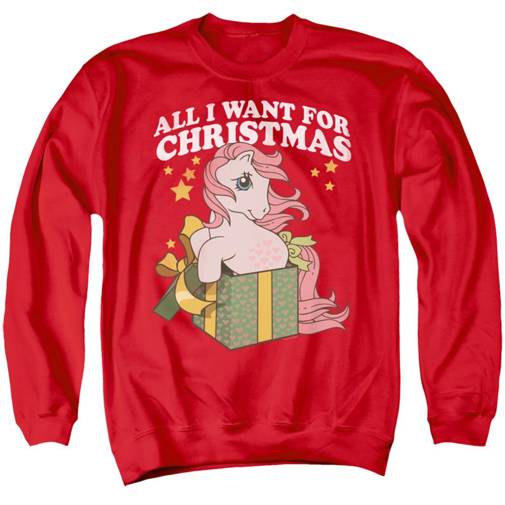 My Little Pony All I Want Men's Crewneck 50 50 Poly Long-Sleeve T-Shirt