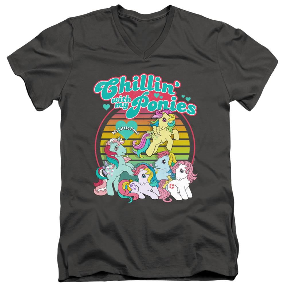 My Little Pony Chillin With My Ponies Men's 30/1 Cotton Slim V-Neck T-Shirt
