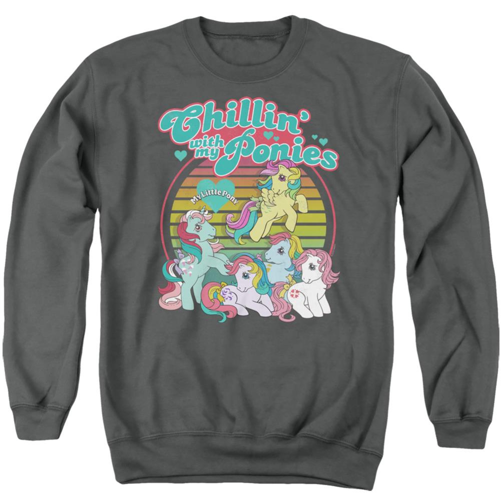 My Little Pony Chillin With My Ponies Men's Crewneck 50 50 Poly Long-Sleeve T-Shirt
