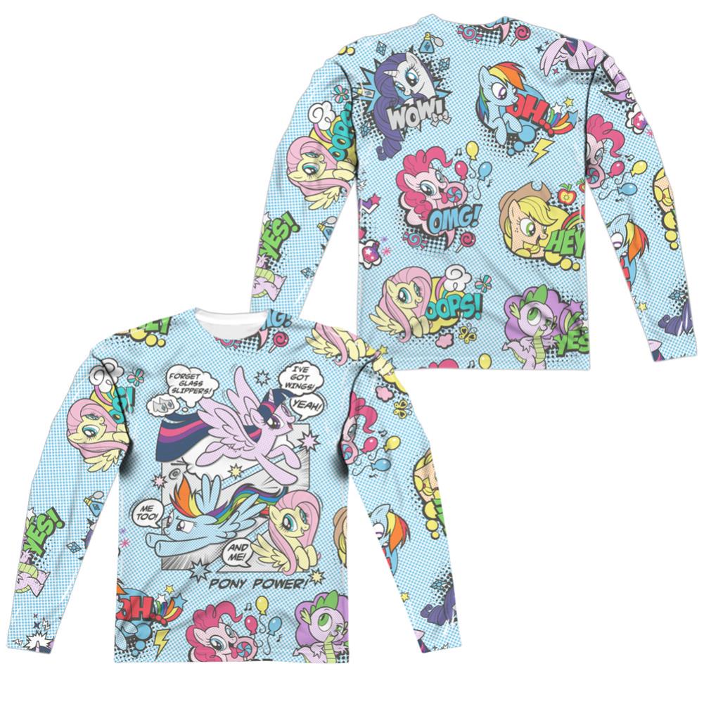 My Little Pony Pony Comic (Front/Back Print) Men's Regular Fit Polyester Long-Sleeve T-Shirt