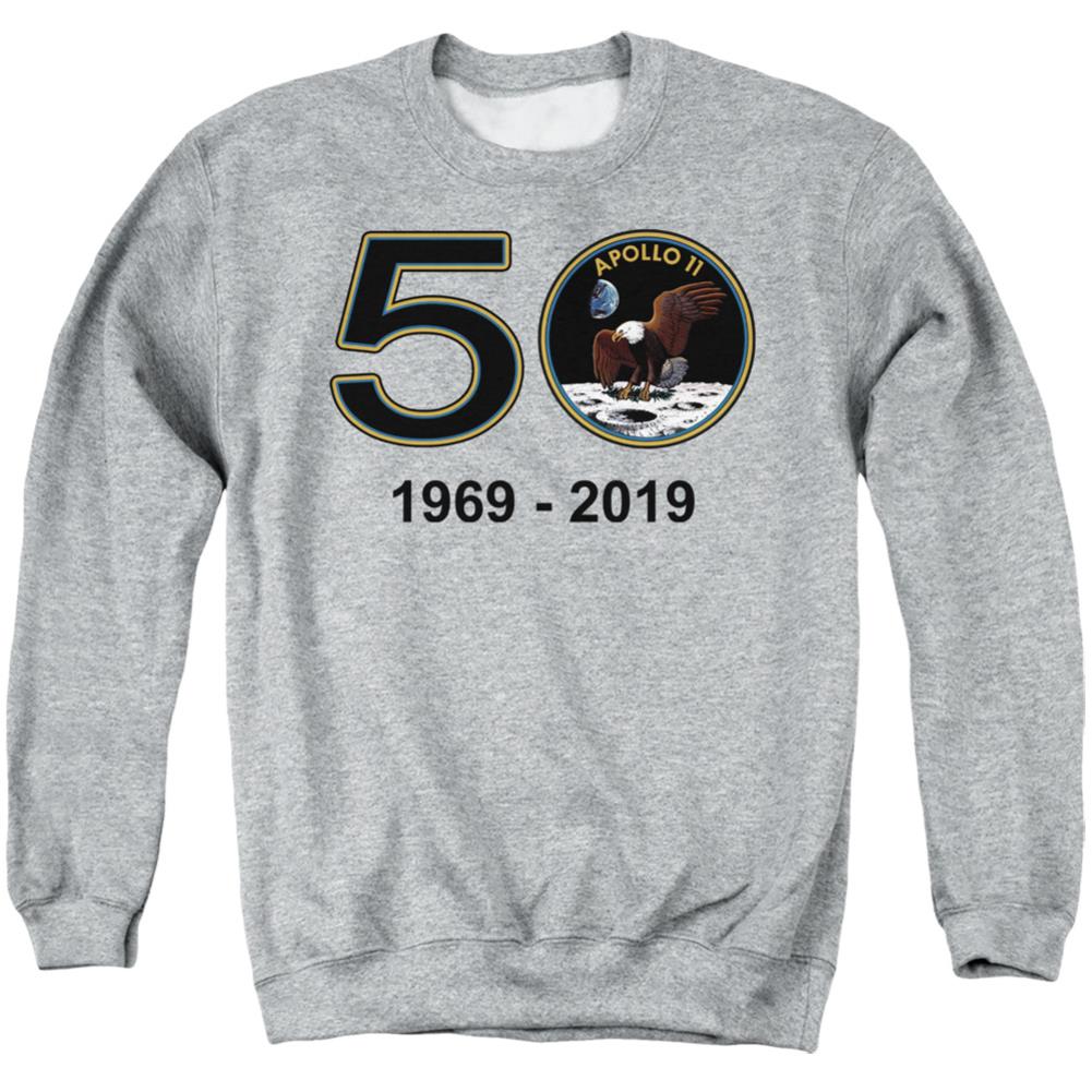 NASA Apollo 11 50th Men's Crewneck 50 50 Poly Long-Sleeve T-Shirt