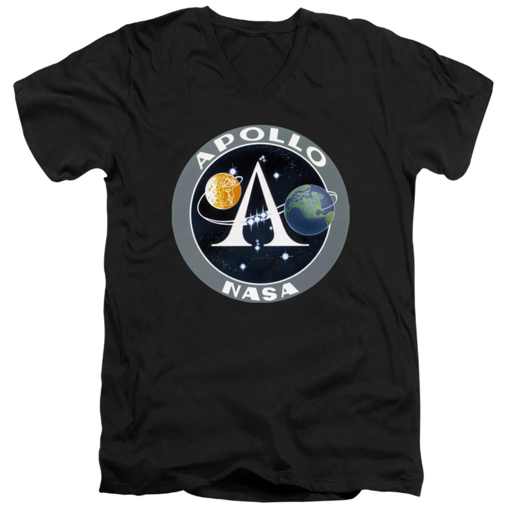 NASA Apollo Space Program Patch Men's 30/1 Cotton Slim V-Neck T-Shirt