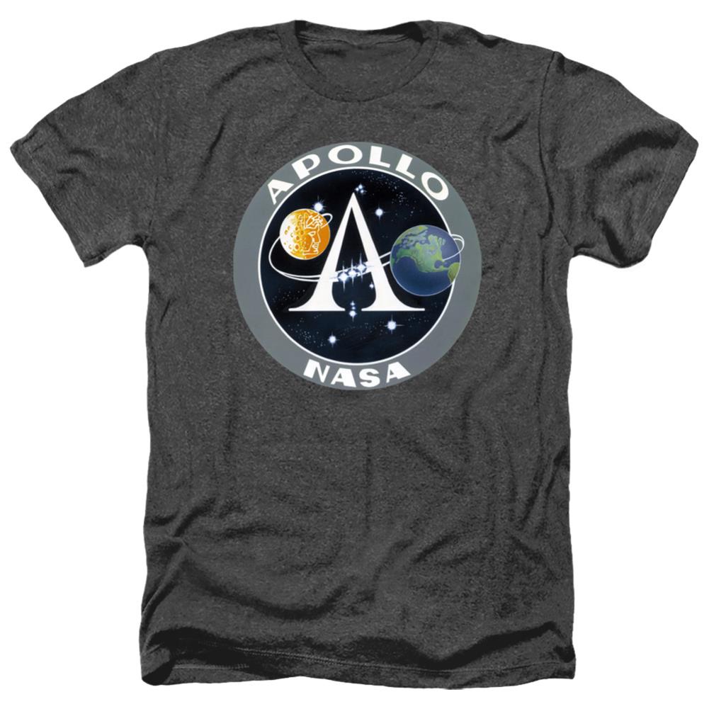 NASA Apollo Space Program Patch Men's 30/1 Heather 60 40 Poly Short-Sleeve T-Shirt